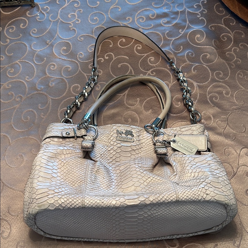 Coach soft pink Snake Print Shoulder Bag